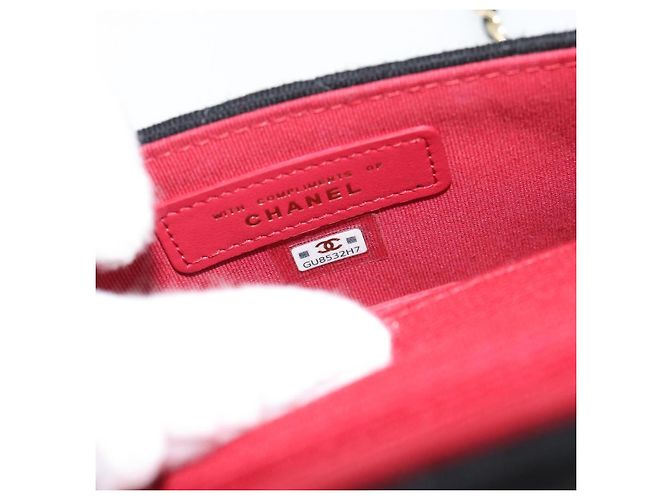 CHANEL Bolsa de Ombro Chain Mini Matelasse 12 Algodão Preto Ouro CC - vista 20