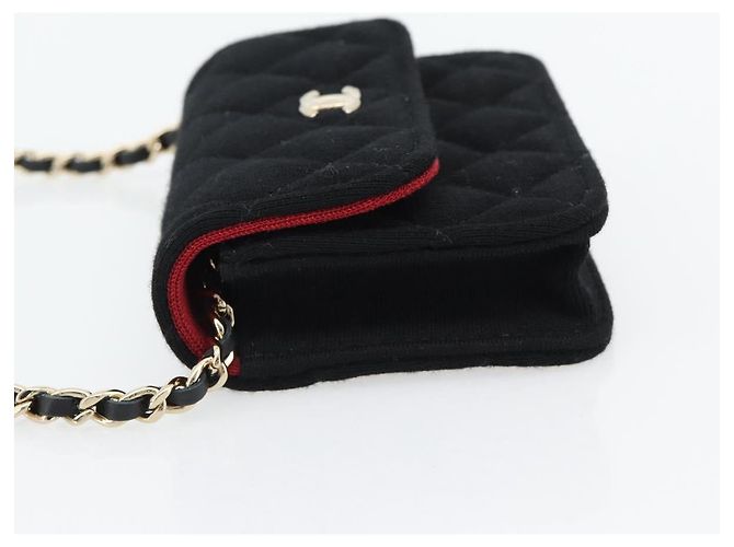 CHANEL Bolsa de Ombro Chain Mini Matelasse 12 Algodão Preto Ouro CC - vista 4