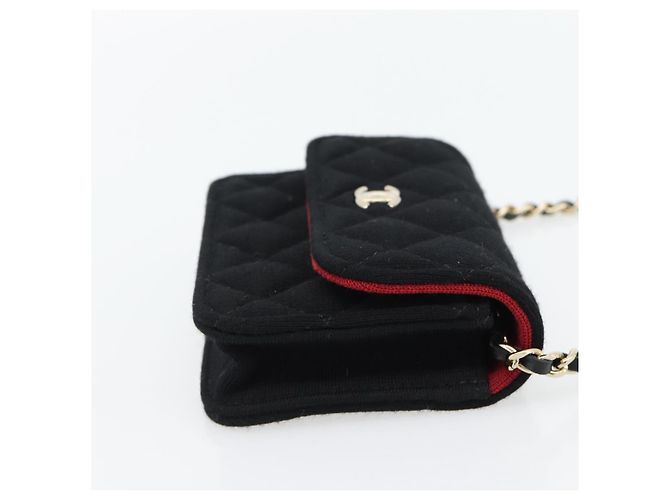CHANEL Bolsa de Ombro Chain Mini Matelasse 12 Algodão Preto Ouro CC - vista 5