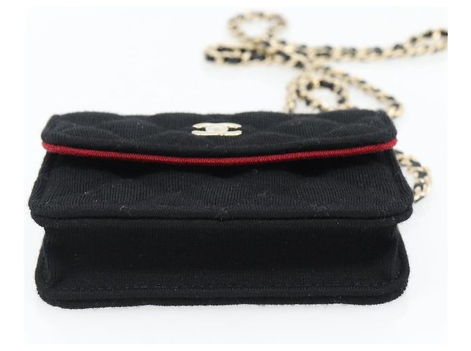 CHANEL Bolsa de Ombro Chain Mini Matelasse 12 Algodão Preto Ouro CC - vista 9