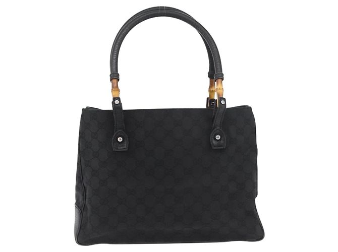 GUCCI GG Canvas Bamboo Hand Bag Black 112526 - vista 2