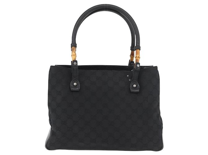 GUCCI GG Canvas Bamboo Hand Bag Black 112526 - vista 3