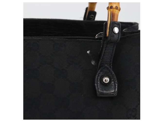 GUCCI GG Canvas Bamboo Hand Bag Black 112526 - vista 4