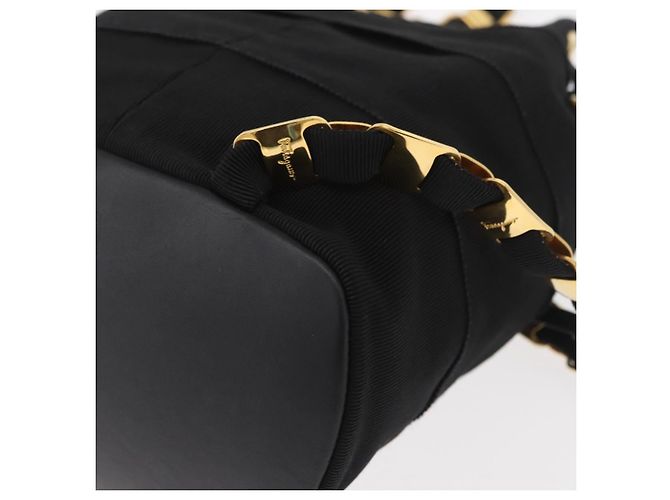 Salvatore Ferragamo Vala Chain Backpack Canvas Black Gold - vista 13