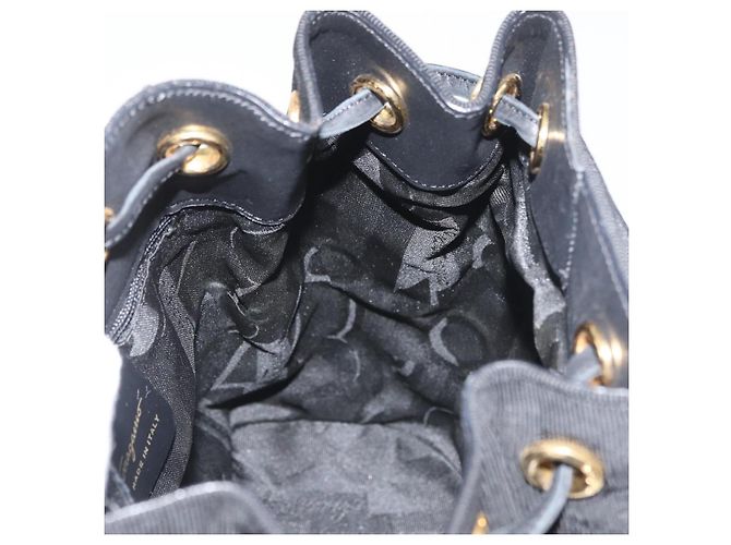 Salvatore Ferragamo Vala Chain Backpack Canvas Black Gold - vista 16