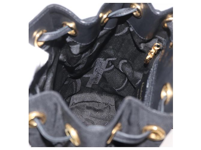 Salvatore Ferragamo Vala Chain Backpack Canvas Black Gold - vista 17