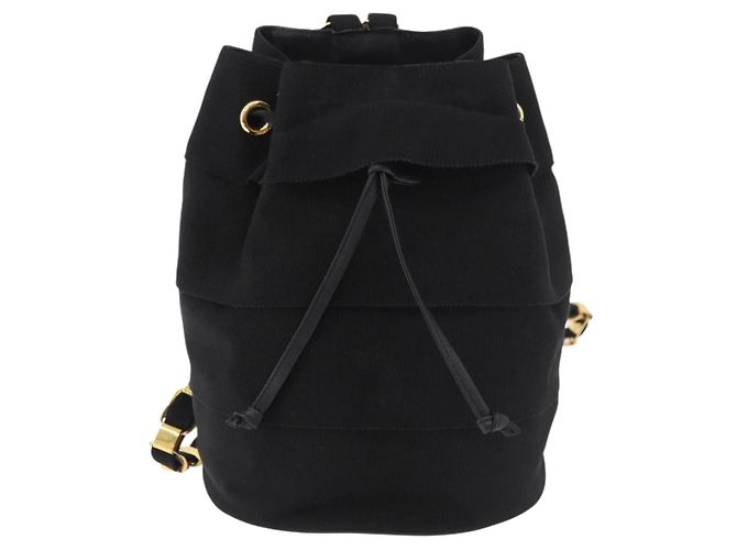 Salvatore Ferragamo Vala Chain Backpack Canvas Black Gold - vista 2