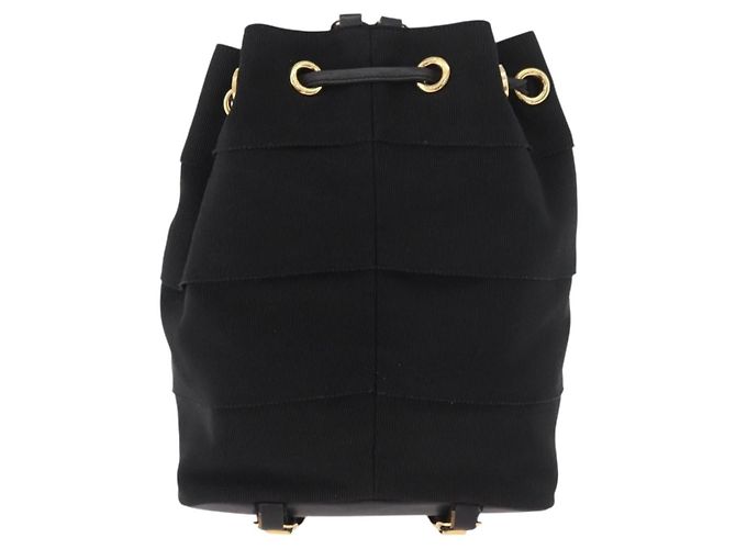 Salvatore Ferragamo Vala Chain Backpack Canvas Black Gold - vista 3