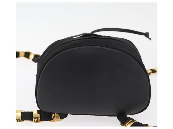 Salvatore Ferragamo Vala Chain Backpack Canvas Black Gold - vista 9