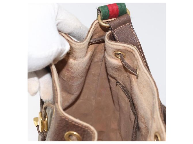GUCCI GG Supreme Sherry Line Drawstring PVC Beige Red 164 02 034 - vista 18