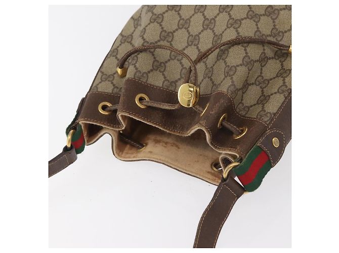 GUCCI GG Supreme Sherry Line Drawstring PVC Beige Red 164 02 034 - vista 6