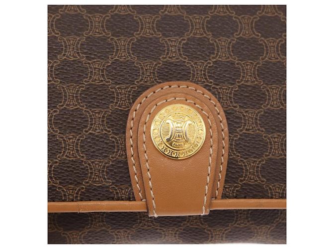Céline CELINE Macadam Canvas Shoulder Bag PVC Leather Brown Gold - vista 14