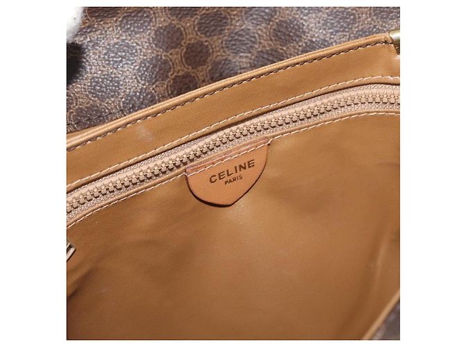 Céline CELINE Macadam Canvas Shoulder Bag PVC Leather Brown Gold - vista 16