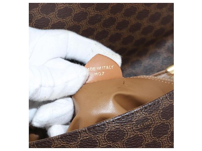 Céline CELINE Macadam Canvas Shoulder Bag PVC Leather Brown Gold - vista 23