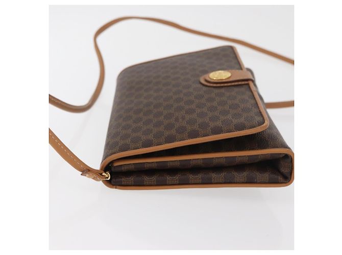 Céline CELINE Macadam Canvas Shoulder Bag PVC Leather Brown Gold - vista 5