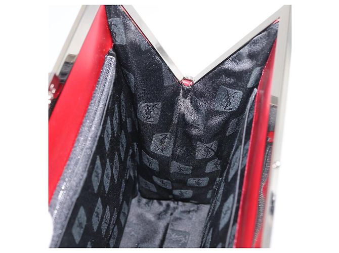 SAINT LAURENT Backpack Leather Red Silver - vista 17