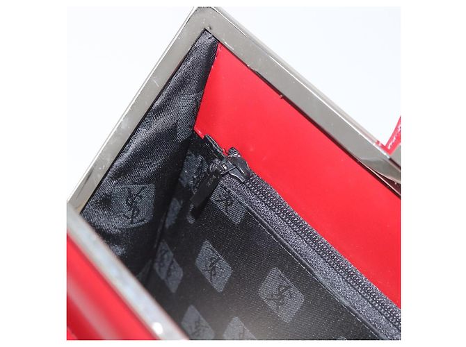 SAINT LAURENT Backpack Leather Red Silver - vista 19