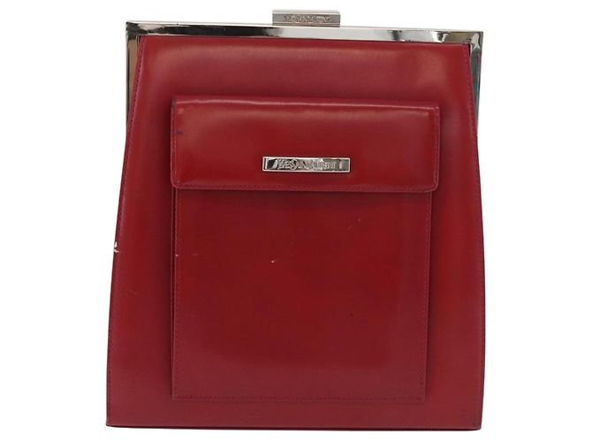 SAINT LAURENT Backpack Leather Red Silver - vista 2