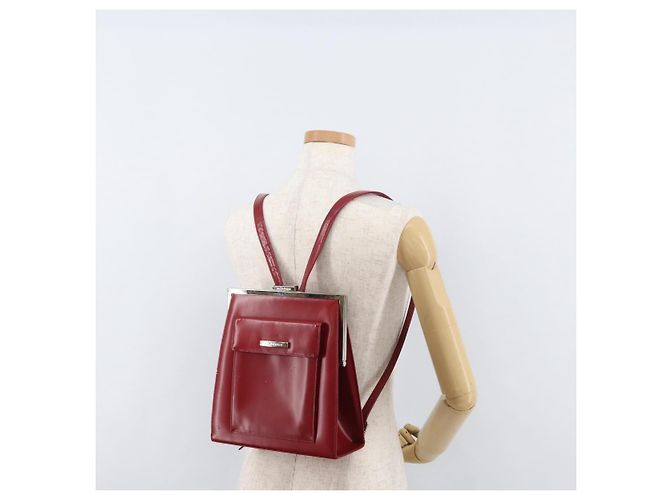 SAINT LAURENT Backpack Leather Red Silver - vista 23