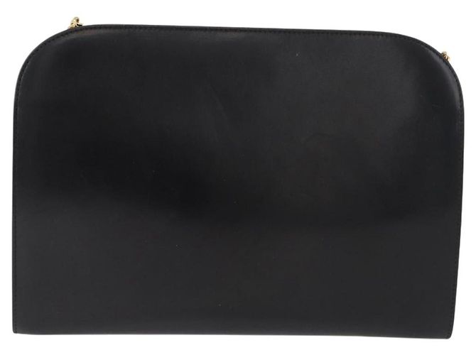 Salvatore Ferragamo Gancini Chain Shoulder Bag Leather Black Gold - vista 2