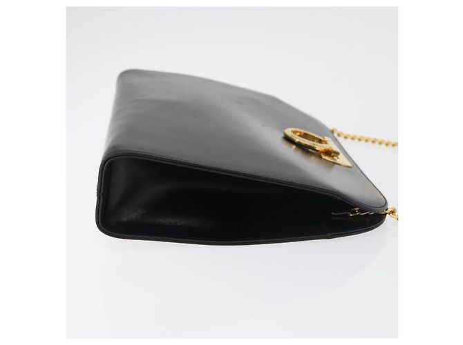 Salvatore Ferragamo Gancini Chain Shoulder Bag Leather Black Gold - vista 3