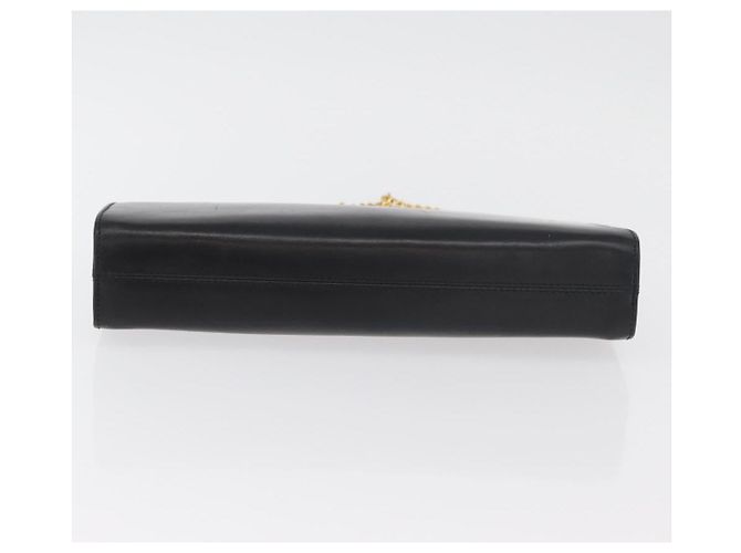Salvatore Ferragamo Gancini Chain Shoulder Bag Leather Black Gold - vista 5