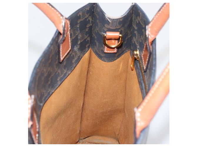 Céline CELINE Triomphe Canvas Vertical Cabas Tote Bag PVC Dark Brown Gold - vista 17