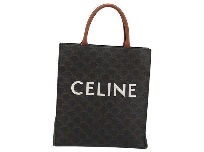 Céline CELINE Triomphe Canvas Vertical Cabas Tote Bag PVC Dark Brown Gold - vista 2