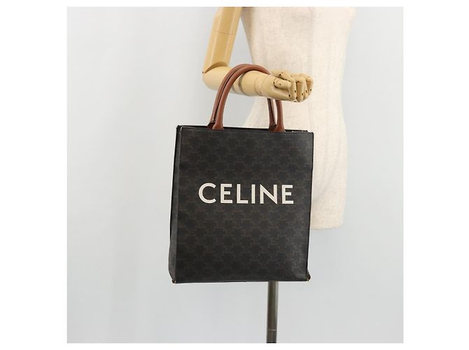 Céline CELINE Triomphe Canvas Vertical Cabas Tote Bag PVC Dark Brown Gold - vista 21