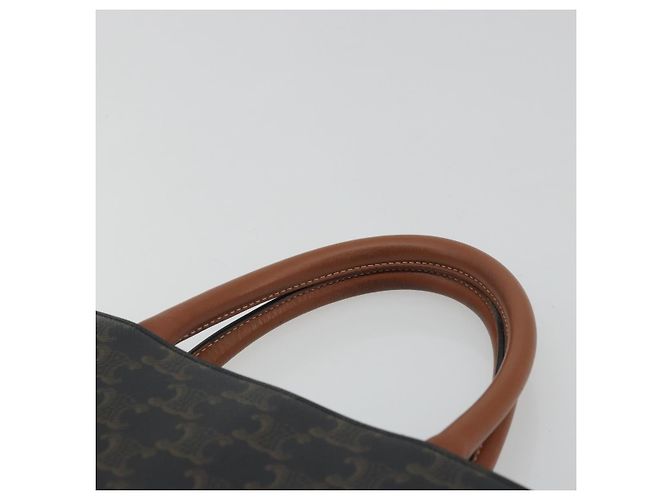 Céline CELINE Triomphe Canvas Vertical Cabas Tote Bag PVC Dark Brown Gold - vista 8