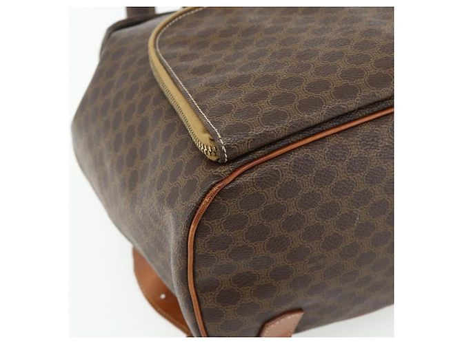 Céline CELINE Macadam Canvas Backpack PVC Leather Brown Gold - vista 13