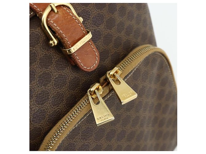 Céline CELINE Macadam Canvas Backpack PVC Leather Brown Gold - vista 16