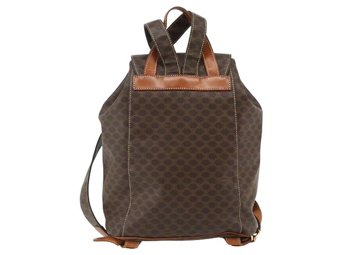 Céline CELINE Macadam Canvas Backpack PVC Leather Brown Gold - vista 3