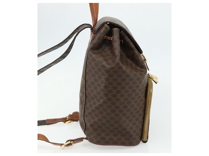 Céline CELINE Macadam Canvas Backpack PVC Leather Brown Gold - vista 4