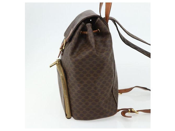 Céline CELINE Macadam Canvas Backpack PVC Leather Brown Gold - vista 5