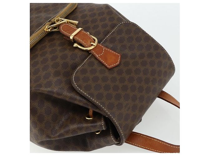 Céline CELINE Macadam Canvas Backpack PVC Leather Brown Gold - vista 6