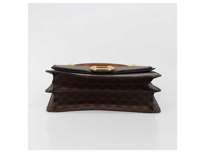 Céline CELINE Macadam Canvas Hand Bag PVC Leather Brown Gold - vista 10