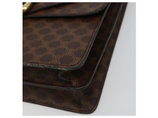 Céline CELINE Macadam Canvas Hand Bag PVC Leather Brown Gold - vista 11