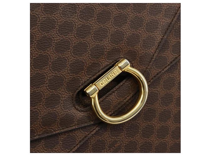 Céline CELINE Macadam Canvas Hand Bag PVC Leather Brown Gold - vista 15