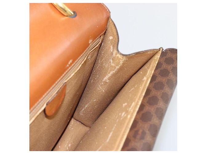 Céline CELINE Macadam Canvas Hand Bag PVC Leather Brown Gold - vista 19
