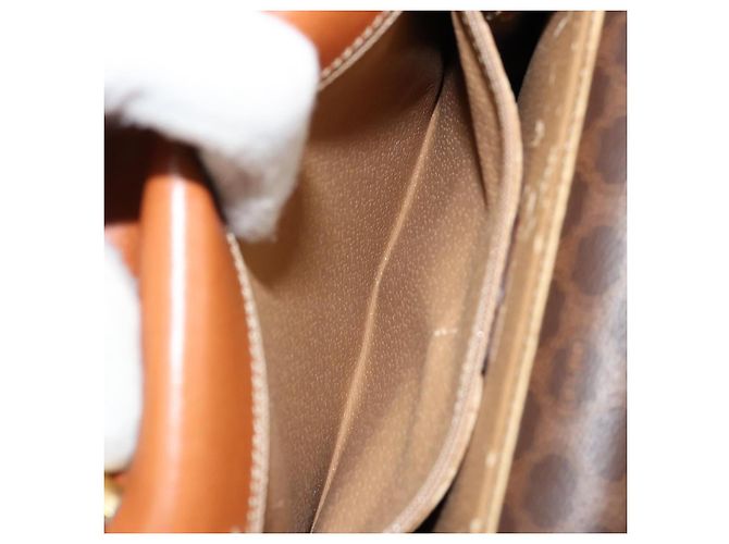 Céline CELINE Macadam Canvas Hand Bag PVC Leather Brown Gold - vista 22