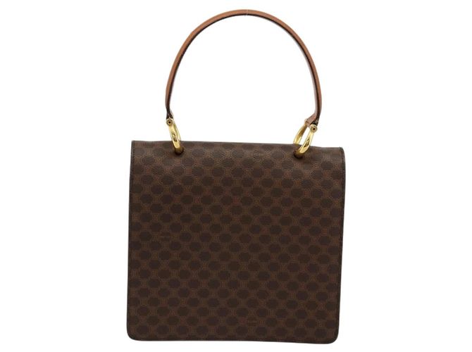 Céline CELINE Macadam Canvas Hand Bag PVC Leather Brown Gold - vista 3