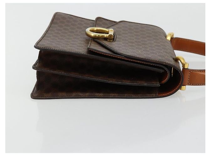 Céline CELINE Macadam Canvas Hand Bag PVC Leather Brown Gold - vista 4