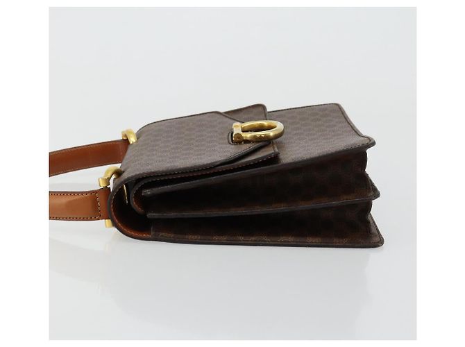 Céline CELINE Macadam Canvas Hand Bag PVC Leather Brown Gold - vista 5