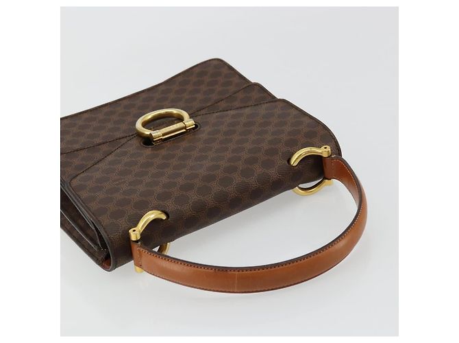 Céline CELINE Macadam Canvas Hand Bag PVC Leather Brown Gold - vista 6