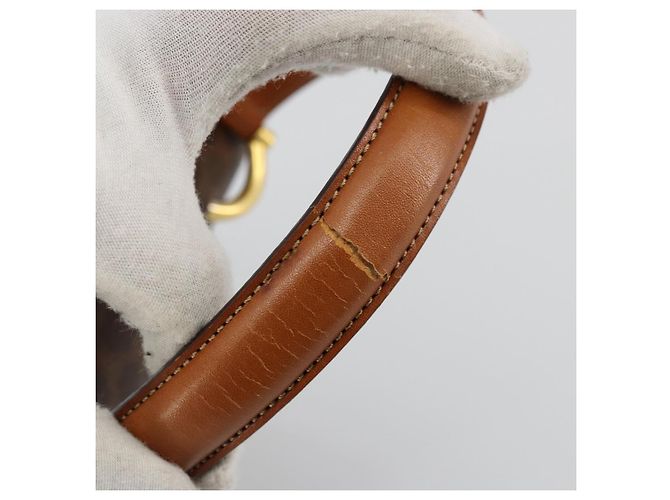 Céline CELINE Macadam Canvas Hand Bag PVC Leather Brown Gold - vista 8