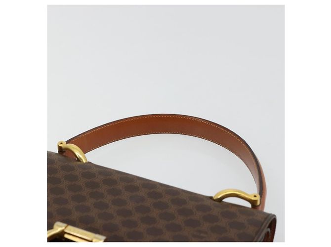 Céline CELINE Macadam Canvas Hand Bag PVC Leather Brown Gold - vista 9