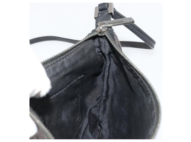 FENDI Zucchino Canvas Shoulder Bag Silver Black - vista 19