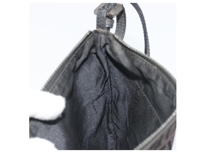FENDI Zucchino Canvas Shoulder Bag Silver Black - vista 20