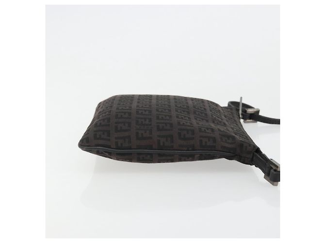 FENDI Zucchino Canvas Shoulder Bag Silver Black - vista 3
